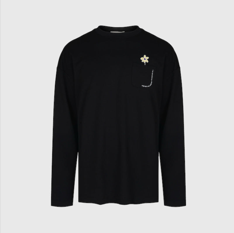 （メンズ）ロングスリーブ Tシャツ（ブラック）