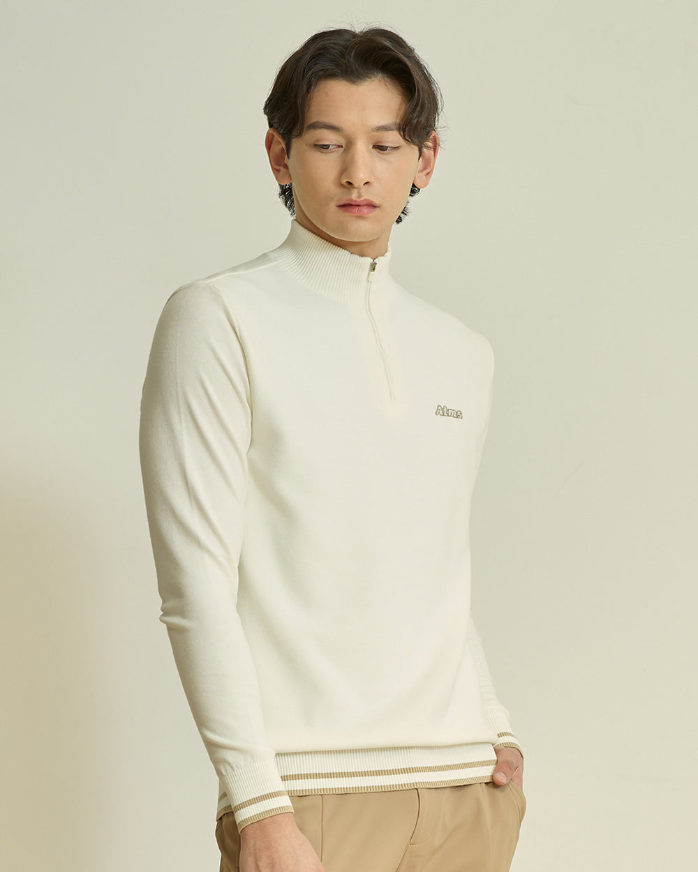 メンズ）ハーフジップアップ ニット（ホワイト） – SOMUA CLUB