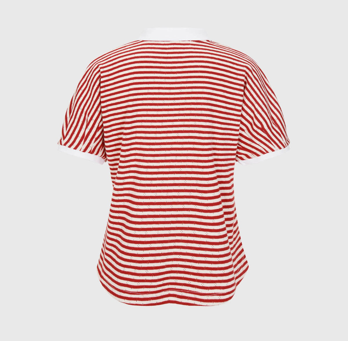 ストライプ ラグランポロシャツ（レッド）