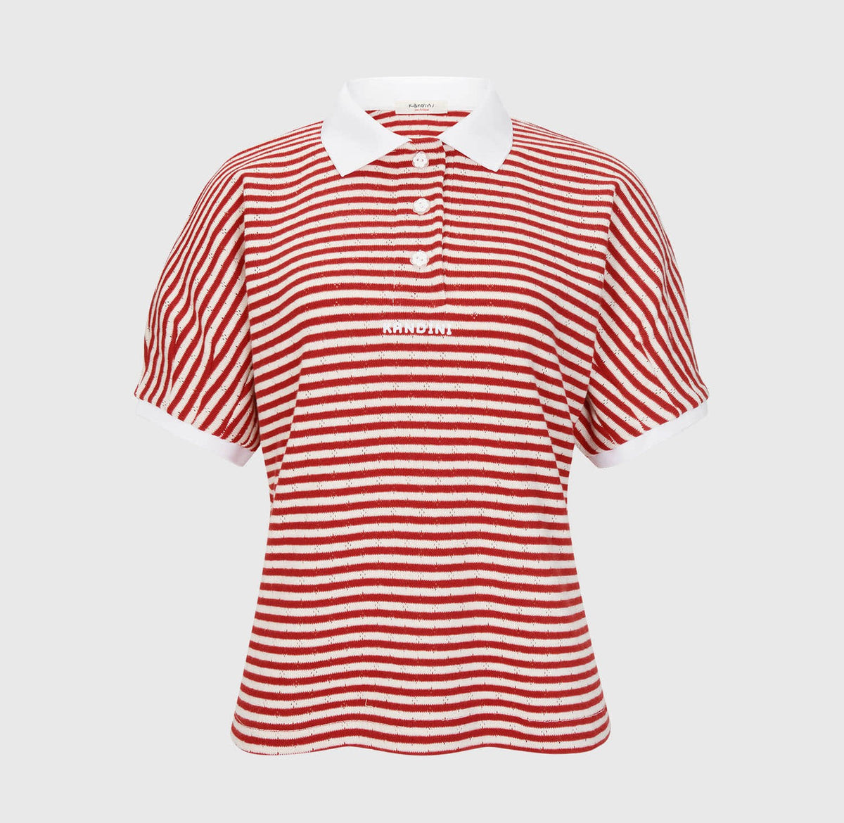 ストライプ ラグランポロシャツ（レッド）