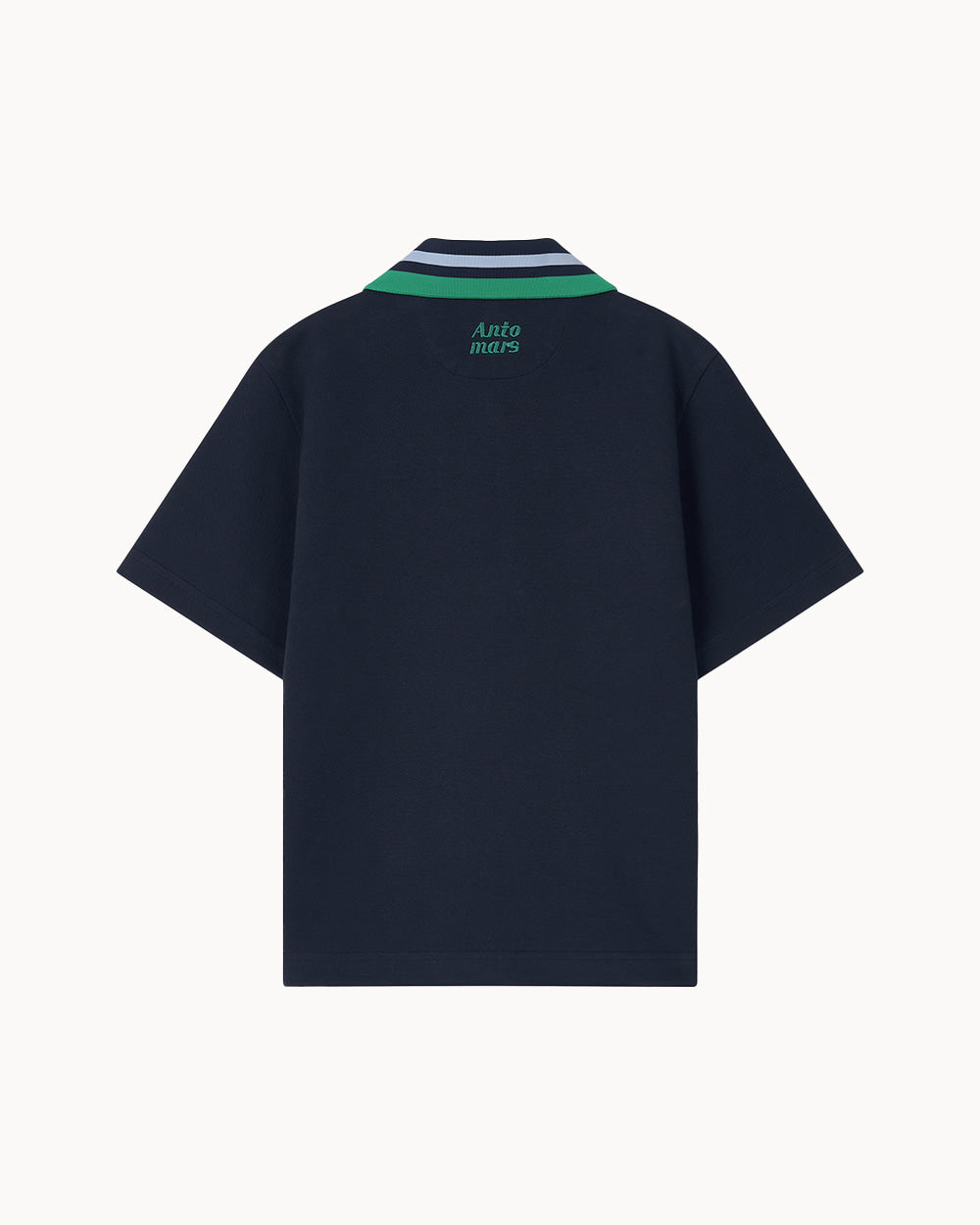 5分袖ハーフジップアップ トップ（ネイビー）