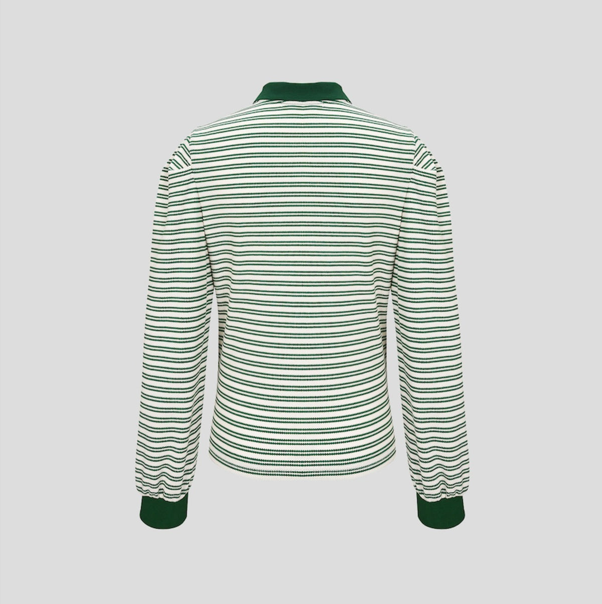 ストライプ パフスリーブポロシャツ（グリーン）