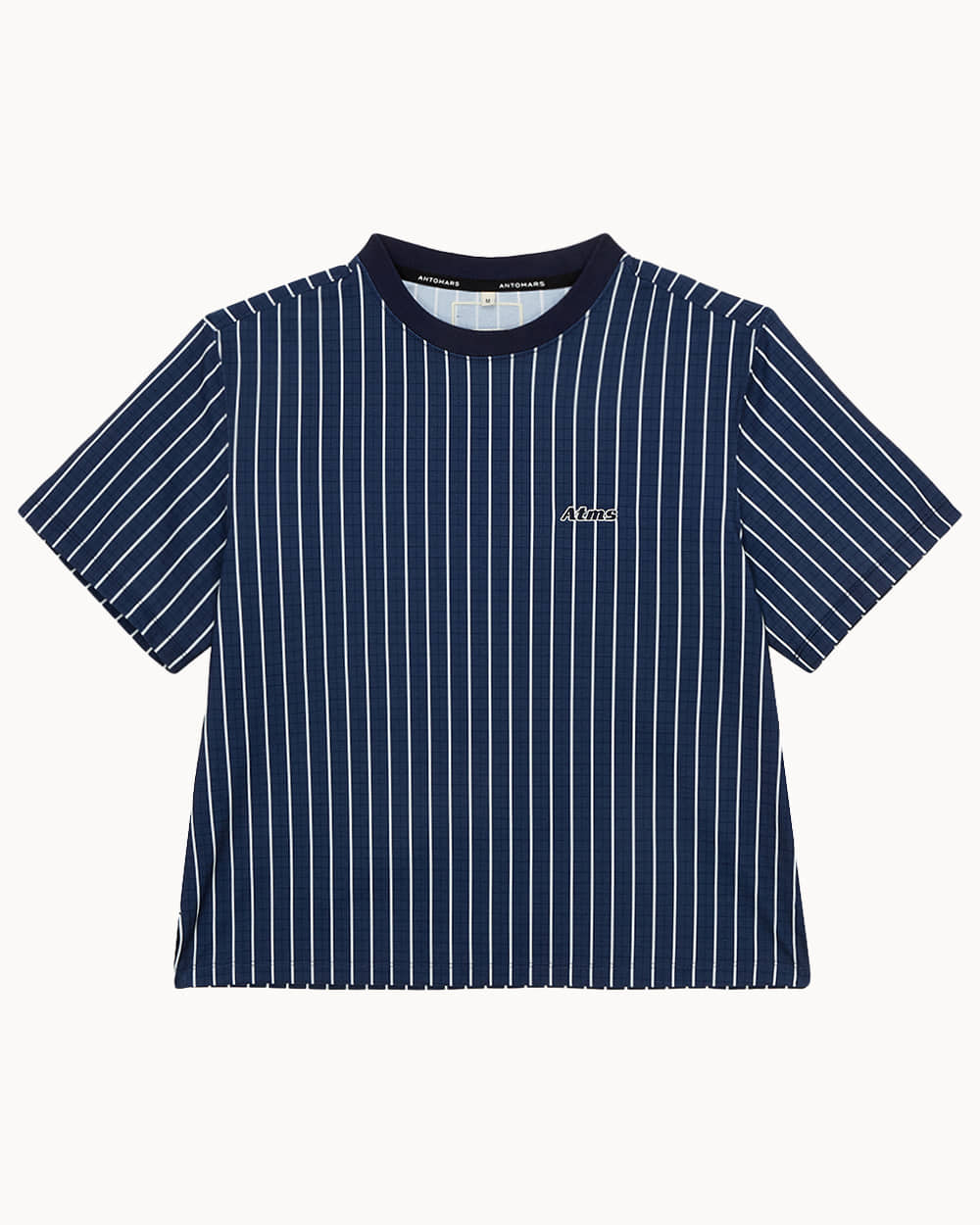 ストライプ柄ルーズフィットTシャツ（ネイビー）