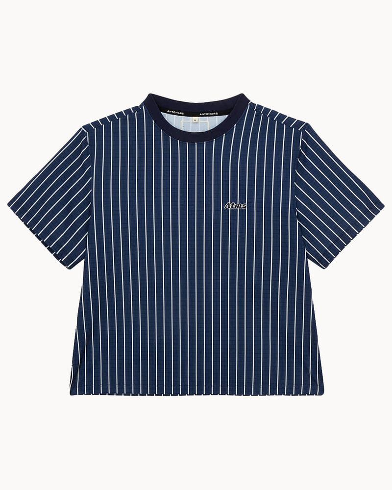 ストライプ柄ルーズフィットTシャツ（ネイビー）