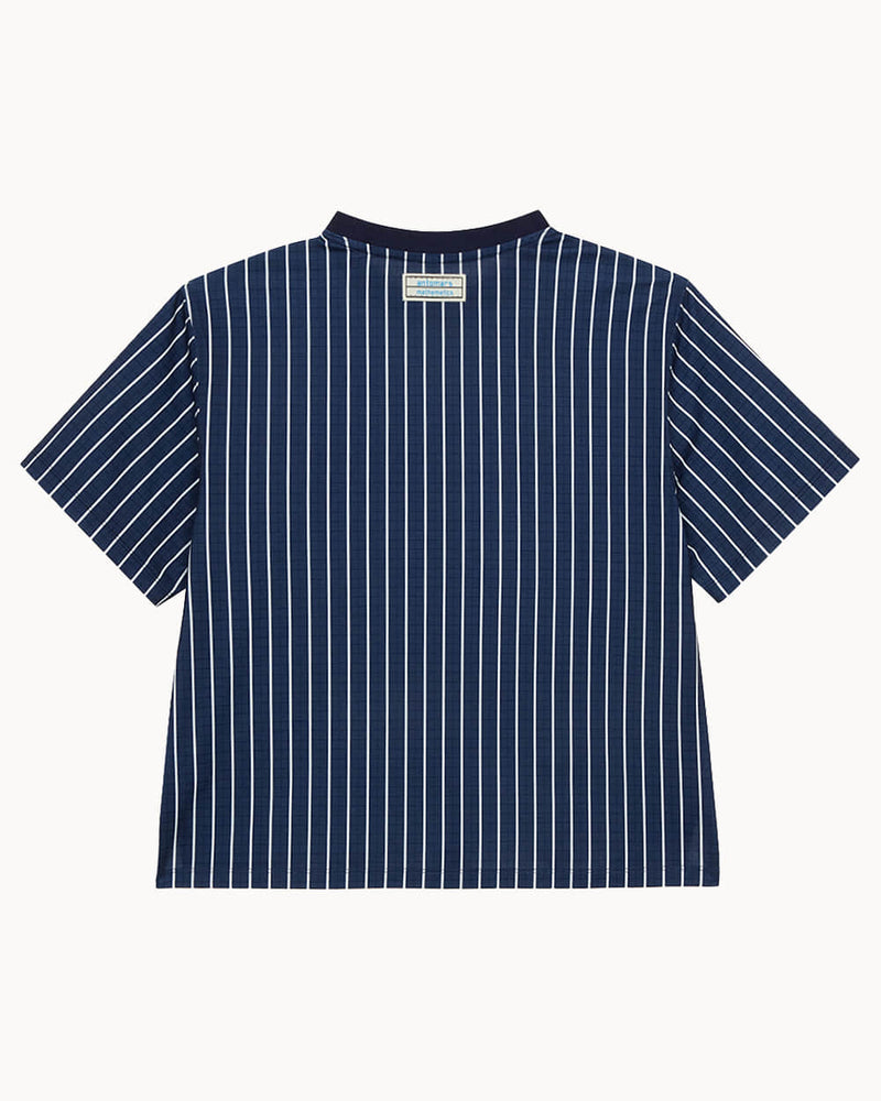 ストライプ柄ルーズフィットTシャツ（ネイビー）