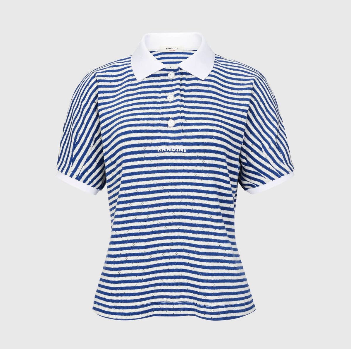 ストライプ ラグランポロシャツ（ブルー）