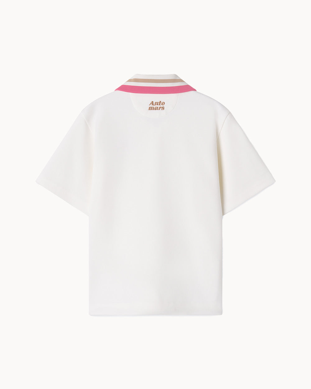 5分袖ハーフジップアップ トップ（ホワイト）