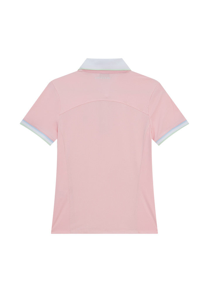 ライン バックメッシュ 半袖トップ（ピンク）