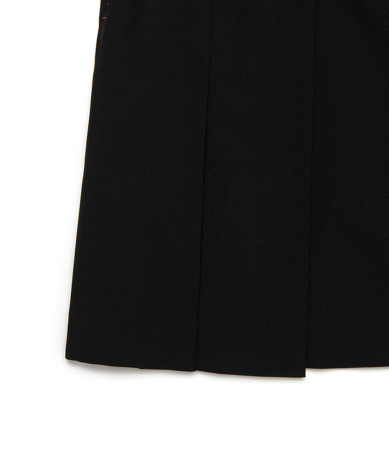 ポケット プリーツスカート - ベージュ / ブラック