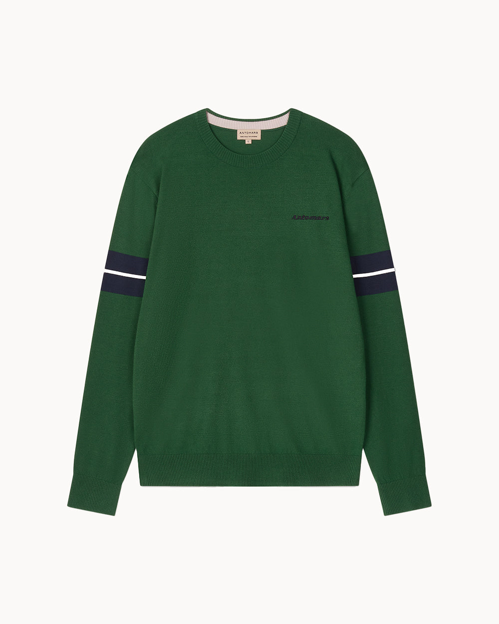 メンズ）カラーブロック ラウンドネックニット（ベージュ