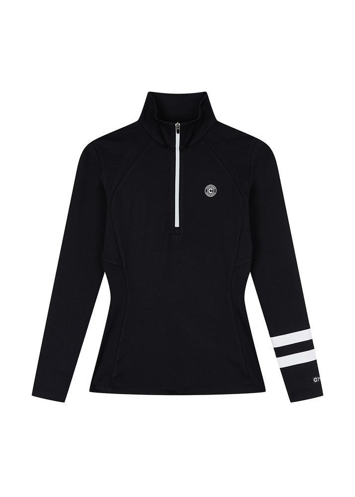 スリムライン ハーフジップアップシャツ（ブラック）