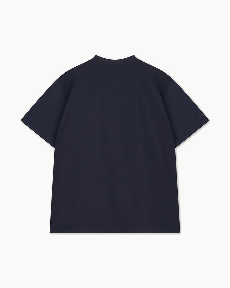 （メンズ）ウーブンポケット ハイブリッドTシャツ（ネイビー）