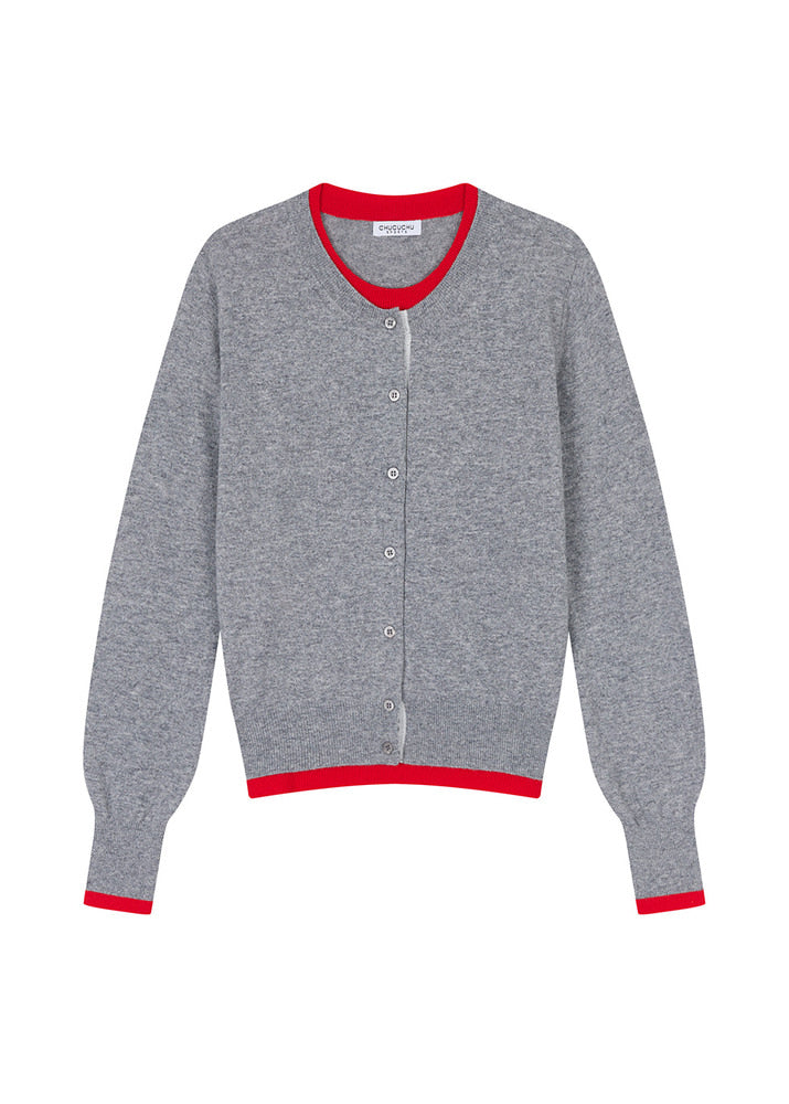 ツートン ウールブレンドカーディガン（グレー） – SOMUA CLUB