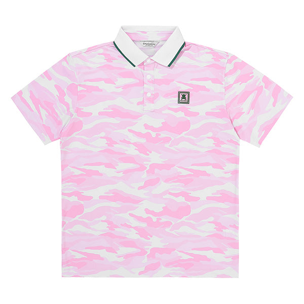 （メンズ）サマー迷彩ポロシャツ - ピンク