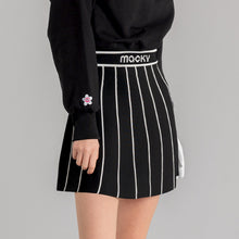 画像をギャラリービューアに読み込む, stripe knit skirt-Black(インナーパンツ付）
