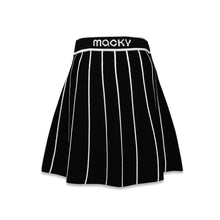 画像をギャラリービューアに読み込む, stripe knit skirt-Black(インナーパンツ付）
