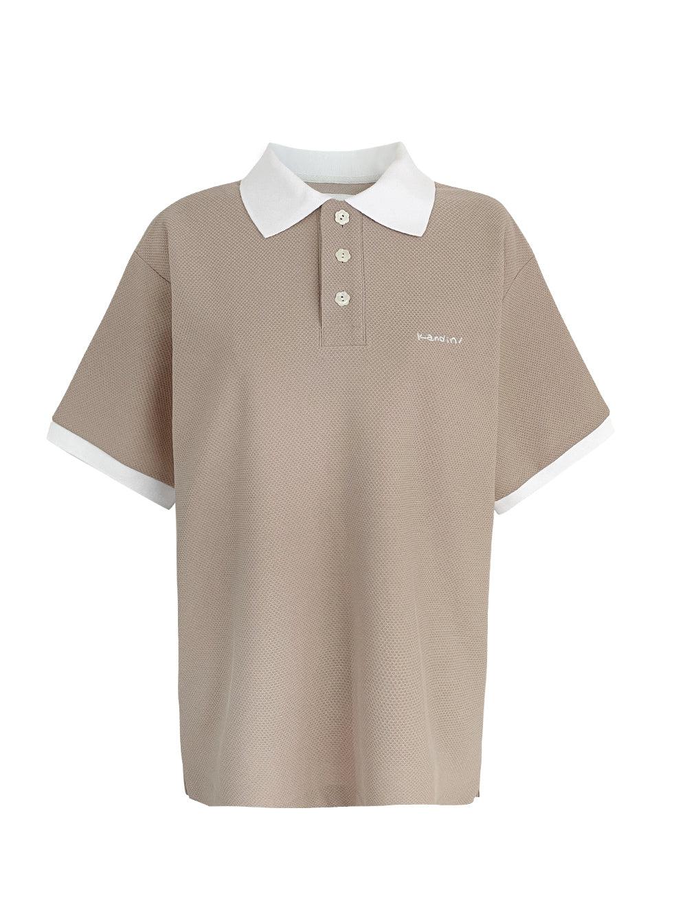 Beige, boyfriend Polo shirts / short-ポロシャツ-SOMUA CLUB-韓国ゴルフウェア