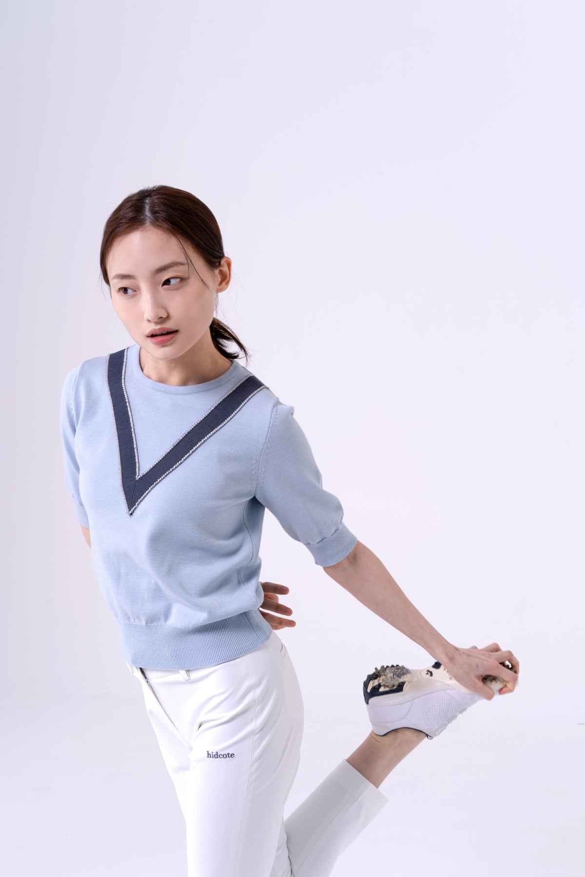 Ribbon Detail Slim Fit-pants-SOMUA CLUB-韓国ゴルフウェア